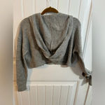 Pins and Needles Gray Soft Knit Hooded Crop Sweatshirt Photo 4