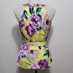 Ann Taylor Factory Yellow Floral Belted Halter Satin Tank Top – Size 2 Pink Photo 4