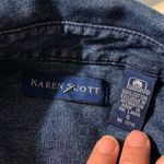 Karen Scott  small Denim Christmas embroidered button up Photo 3
