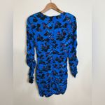 ZARA blue floral ruched long sleeve mini dress NEW XS Photo 6