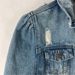 Moon River Light Blue Denim Ripped Distressed Puff Shoulder Jean Jacket Size S Photo 5