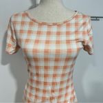 41 Hawthorn Size S Peach White Plaid Knit Pencil Dress NWT Stretch Summer Career Orange Photo 12