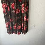 Worthington  Vintage 90s Floral Skirt Brown Rose Print Pleated Maxi Size 8 Grunge Photo 2