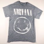 Nirvana  T-Shirt Blue Smiley Face Graphic Band Tee Short Sleeve NWOT Size S Photo 0