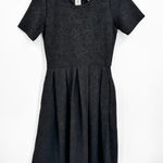 LuLaRoe Amelia Black Jacquard Short Sleeve Pleated A-Line Knee Length Dress S Photo 0