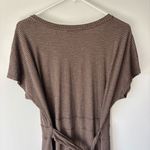 Toad&Co Brown Houndstooth Mini Wrap Dress Short Sleeve Scoop Neck Tie Waist Size XL Photo 7