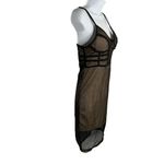 Revamped  Lace Illusion Bodycon Dress M Black Sweetheart Adjustable Straps Zip Photo 2