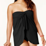 Ralph Lauren LAUREN  Women's One Piece Bandeau Swim Dress Black Photo 0