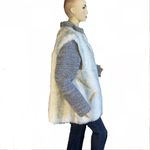 VINTAGE 1980’S CHEYENNE BY HILLMOOR GRAY & WHITE FAUX FUR & KNIT COAT (XL) Photo 2