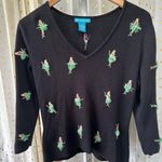 Alexandra Bartlett 90s Vintage Embroidered Hawaiian Hula Girl Knit Sweater S Black Photo 1