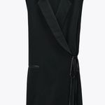 ZARA COMBINED PLEATED WRAP BLAZER DRESS BLACK NEW Photo 5