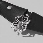 Black Leather Collar with Silver Spider Pendant Photo 4