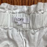 Loft  Paper Bag Waist Cotton Linen Ankle Straight Leg White Pants Women’s Size S Photo 4