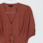 Quince Womens Rust Brown V Neck Short Sleeve Tencel Button Mini Dress Size S Photo 1