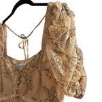 Privacy Please  Lace Ruffle Crop Top Blouse Puff Sleeve Romantic Size Small Photo 4