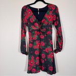 Free People Black Red Polka Dot Floral Mini Dress Womens 0 Long Sleeve Boho Fall Photo 10