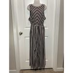 Du Jour Striped Maxi Dress Jumpsuit Black Pink White XL Sleeveless Belted Photo 4