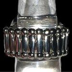 Pretty sparkling stretchy band silver ring with pink heart stone center Silver Photo 3