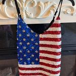 Miss Chievous  Sequined Tank Red White Blue American Flag New Photo 2