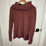 FP Beach Free People Maroon 2 Toned Cocoon Cowl Neck Pullover Blouse OS Preppy Photo 1