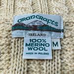 Aran Crafts Cardigan Sweater Medium Soft Yellow Merino Wool Knit Irish Fisherman Photo 3