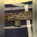 Diane Gilman Navy Lattice Windowpane top Photo 2