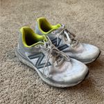 New Balance  Fresh Foam 680 White and Gray Sneakers with Yellow Trim Photo 0