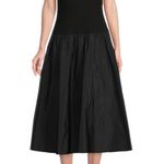 Calvin Klein Solid Knit/Woven Combination Midi Dress Photo 0
