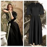 Especia x Sisterly Style Black Puff Sleeve Cutout Midi Dress Size Large Photo 12