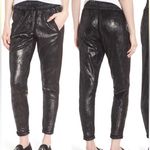 David Lerner Randall Cuffed Black Velvet Sweatpants Photo 1