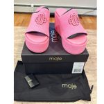 Maje NEW Platform Sandals Rose Fuschia Embroidered Logo size 40 Photo 7