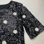 J.Crew Polka Dot Sequin Top XXS Black & Cream Short Sleeve Photo 2
