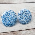 Vintage Earrings For Pierced Ears Blue & White Circle Photo 3