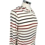 Market & Spruce Striped Hooded Long Sleeve Top Ivory Red Brown Size Medium NWT Photo 4