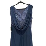 Alex Evenings Empire Lace Gown Navy Size 16 Maxi Evening Dress Drape Back NWT Photo 5