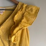 Knox Rose  Short Ruffle Sleeve Button Front Yellow Mini Sun Dress Size XS Photo 5
