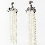 ZARA  Earring Metal waterfall earrings with rhinestone and pearls Photo 2