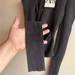 ZARA  Charcoal Ribbed Knit Sweater With Cutout Size Small NWT Photo 7