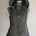 Altar'd State Altar’d State Down Vest Faux Leather Trim Olive Small Photo 2