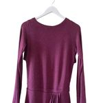 Heather Modal Trendy Burgundy Knit High Low Front Wrap Pleated Crewneck SZ S Purple Photo 2