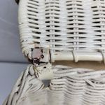 VTG Handmade Floral Wicker Nantucket Basket Purse White Ribbon Handle Photo 15