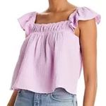AQUA  Gauze Flutter Sleeve Top in Lilac Size Medium NWT Photo 0