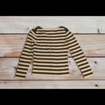Chico's Chico’s SILK Blend Navy Gold Sparkle Striped Sweater 1/M Nautical Summer Office Photo 1