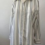 Ellen Tracy Black white Stripe button down long sleeve dress shirt blouse Photo 0