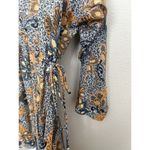 Free People  Sky Combo Teegan Mini Dress Long Sleeve Asymmetrical Boho Festival S Photo 5