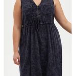 Torrid  Mini Challis Zip-Front Shirt Dress Acid Wash Black Sz L Cinch Waist Goth Photo 10