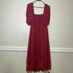 Torrid Womens 1 Smocked Maxi Dress Red Leaf Pattern Babydoll Empire Flowy Photo 1