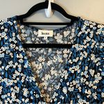 Leota  Dress Perfect Wrap Ruffle Sleeve Dress in Calico Blue Sz S EUC Work Office Photo 5