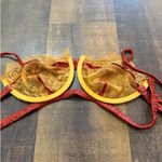 For Love & Lemons Intimates Lace Underwire Bra Size S Burgundy Gold Red Photo 6