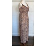 Nordstrom  Soprano Brown Tan w/ Navy flowers Sheer ruffled‎ flowy dress Photo 1